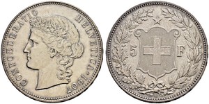 5 Franc Suiza Plata 