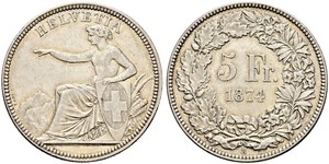 5 Franc Suiza Plata 