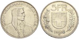 5 Franc Suiza Plata 