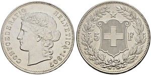 5 Franc Suiza Plata 