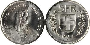 5 Franc Suiza Plata 