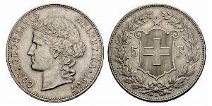 5 Franc Suiza Plata 