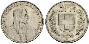 5 Franc Suiza Plata 