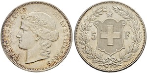 5 Franc Suiza Plata 