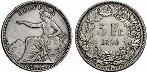 5 Franc Suiza Plata 