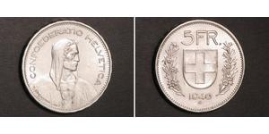 5 Franc Suiza Plata 