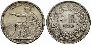 5 Franc Suiza Plata 
