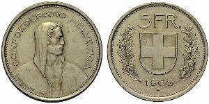 5 Franc Suiza Plata 