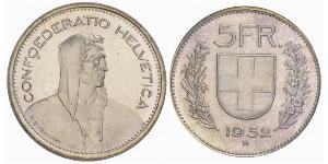 5 Franc Suiza Plata 