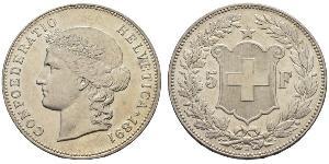 5 Franc Suiza Plata 