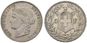5 Franc Suiza Plata 