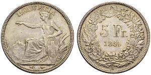 5 Franc Suiza Plata 