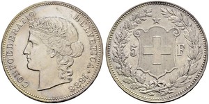 5 Franc Suiza Plata 