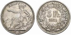 5 Franc Suiza Plata 
