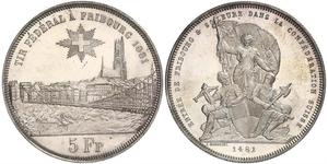 5 Franc Suiza Plata 