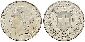 5 Franc Suiza Plata 