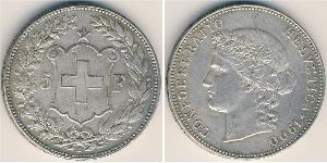5 Franc Suiza Plata 