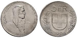 5 Franc Suiza Plata 