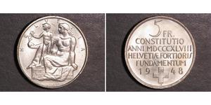 5 Franc Suiza Plata 