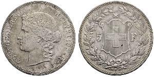 5 Franc Suiza Plata 