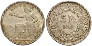 5 Franc Suiza Plata 