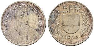 5 Franc Suiza Plata 