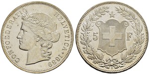 5 Franc Suiza Plata 