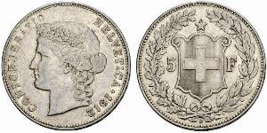 5 Franc Suiza Plata 