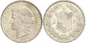 5 Franc Suiza Plata 