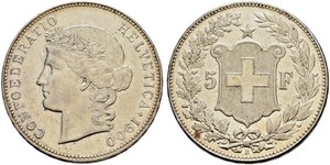 5 Franc Suiza Plata 