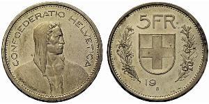 5 Franc Suiza Plata 