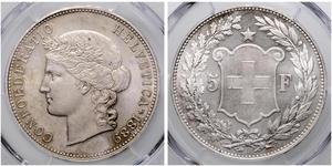 5 Franc Suiza Plata 