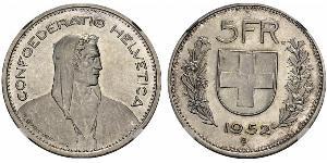 5 Franc Suiza Plata 