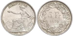 5 Franc Suiza Plata 