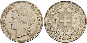 5 Franc Suiza Plata 