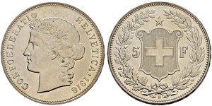 5 Franc Suiza Plata 