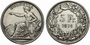 5 Franc Suiza Plata 