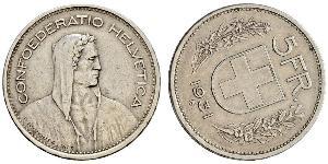 5 Franc Suiza Plata 