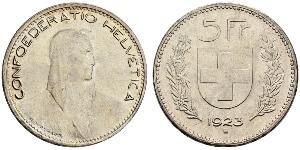 5 Franc Suiza Plata 