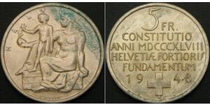 5 Franc Suiza Plata 