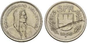 5 Franc Suiza Plata 