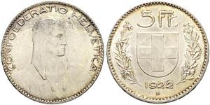 5 Franc Suiza Plata 