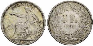5 Franc Suiza Plata 