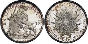 5 Franc Suiza Plata 