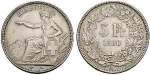 5 Franc Suiza Plata 