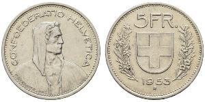 5 Franc Suiza Plata 