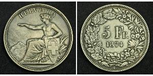 5 Franc Suiza Plata 