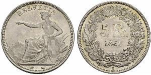 5 Franc Suiza Plata 