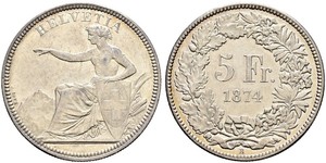 5 Franc Suiza Plata 