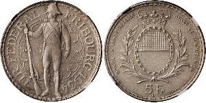 5 Franc Suiza Plata 